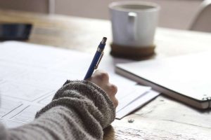 closeup of hand writing